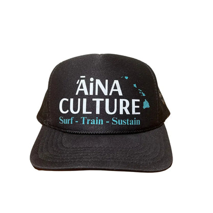 Surf Train Sustain black Hat - Organic Turmeric Elixir by Aina_Culture